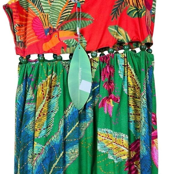 NWT Farm Rio Dress Floral Maxi Red Green Size S - Picture 12 of 16